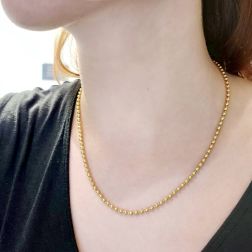 Photo of worn 46cm x 3mm Yellow Gold Ball Necklace