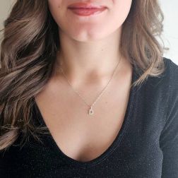 Photo of worn Initial Letter "D" Pendant with Diamonds in 18kt White Gold