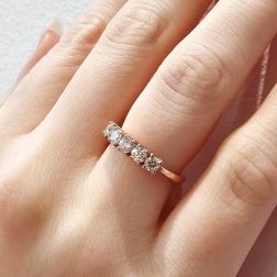 Photo of worn 5 Diamonds Ring - Width 3.5mm - Rose Gold