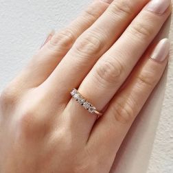 Foto indossata Veretta 5 Diamanti - Larghezza 3.5mm - Oro Rosa