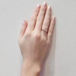 Foto indossata Veretta 5 Diamanti - Larghezza 3.5mm - Oro Rosa