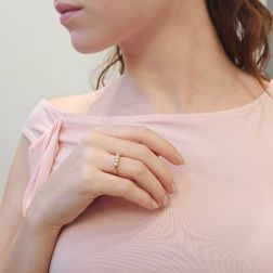 Foto indossata Veretta 5 Diamanti - Larghezza 3.5mm - Oro Rosa
