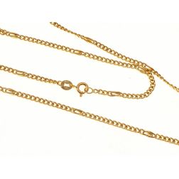 50cm x 2.50mm Yellow Gold Cuban Link and Partridge Chain Necklace