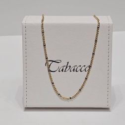 5+1 curb chain and crossbar necklace 50cm x 2.50mm in 18kt two-tone