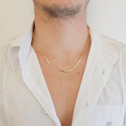 18kt Yellow Gold 50cm x 3.50mm Traversino Necklace foto indossata