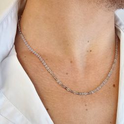 Collana Rolò Brillantata 50cm x 2.70mm Oro Bianco foto indossata