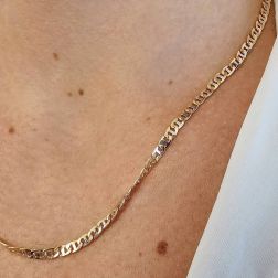 Collana Traversino Bicolore 50cm x 3.50mm in Oro Giallo e Bianco foto indossata