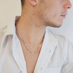 Photo of worn Yellow and White Gold 50cm x 3.50mm Traversino Necklace