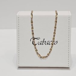 50cm Bicolor Necklace with alternating Cuban Link and Partridge 1+1 chain