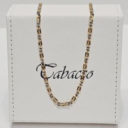 50cm Bicolor Necklace with alternating Cuban Link and Partridge 1+1 chain