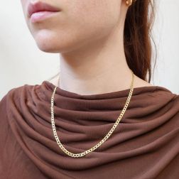 Photo of worn Cuban Link necklace 50cm x 4mm