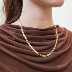 Photo of worn Cuban Link necklace 50cm x 4mm