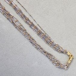50cm Necklace white gold veneta wires and yellow gold details.