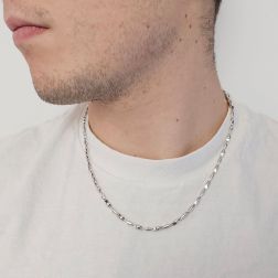 Photo of worn 50cm Tubolar Chain Necklace in white gold