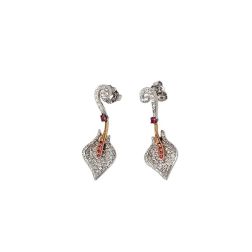 Orecchini Lily in Oro Bianco e Rosa con Diamanti e Rubini