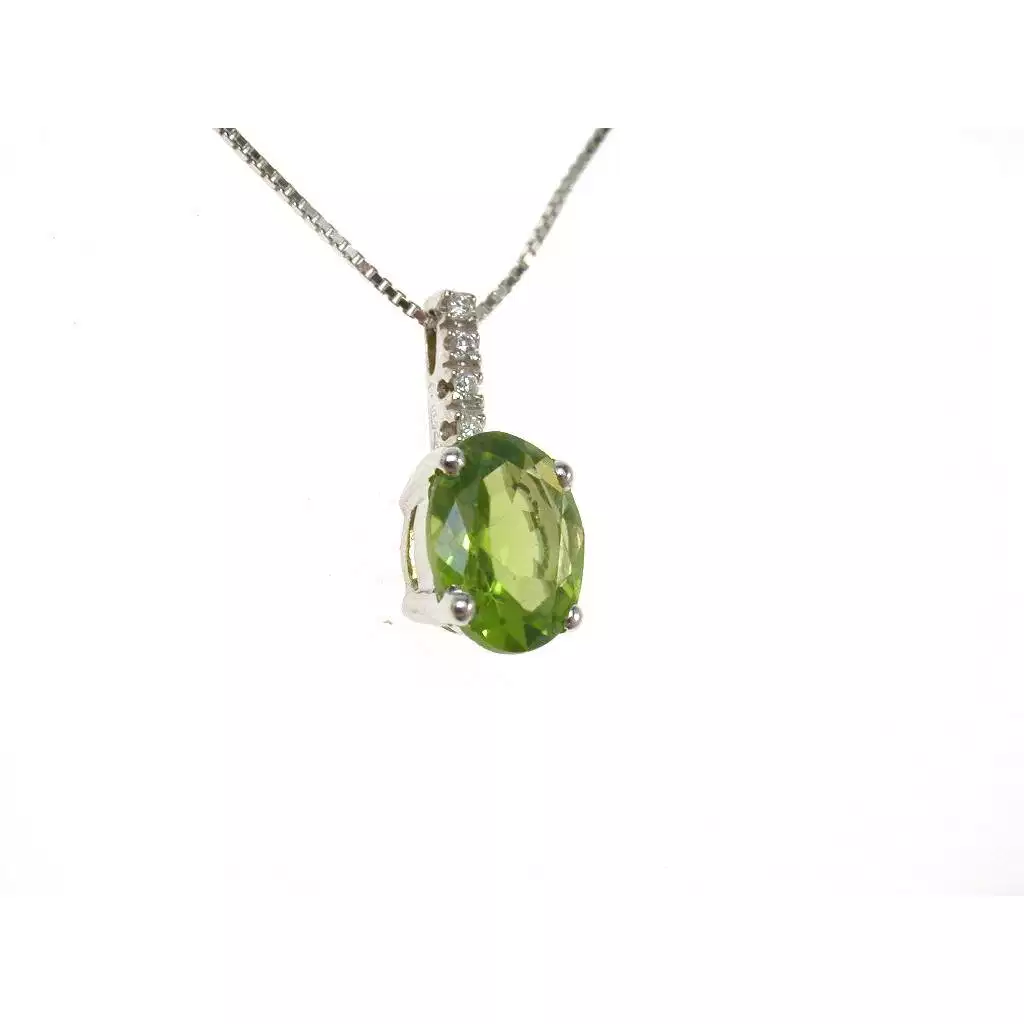 Necklace with Peridot and Diamonds pendant