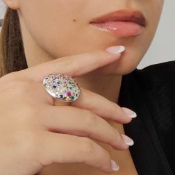 Photo of worn White Gold Confetti Ring