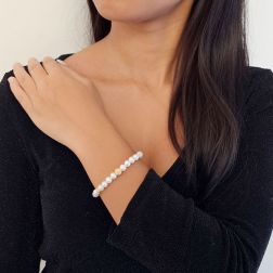 Bracciale Perle Scalare Oro Giallo foto indossata