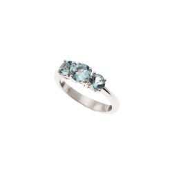Anello Trilogy Scalare Acquamarina in Oro Bianco
