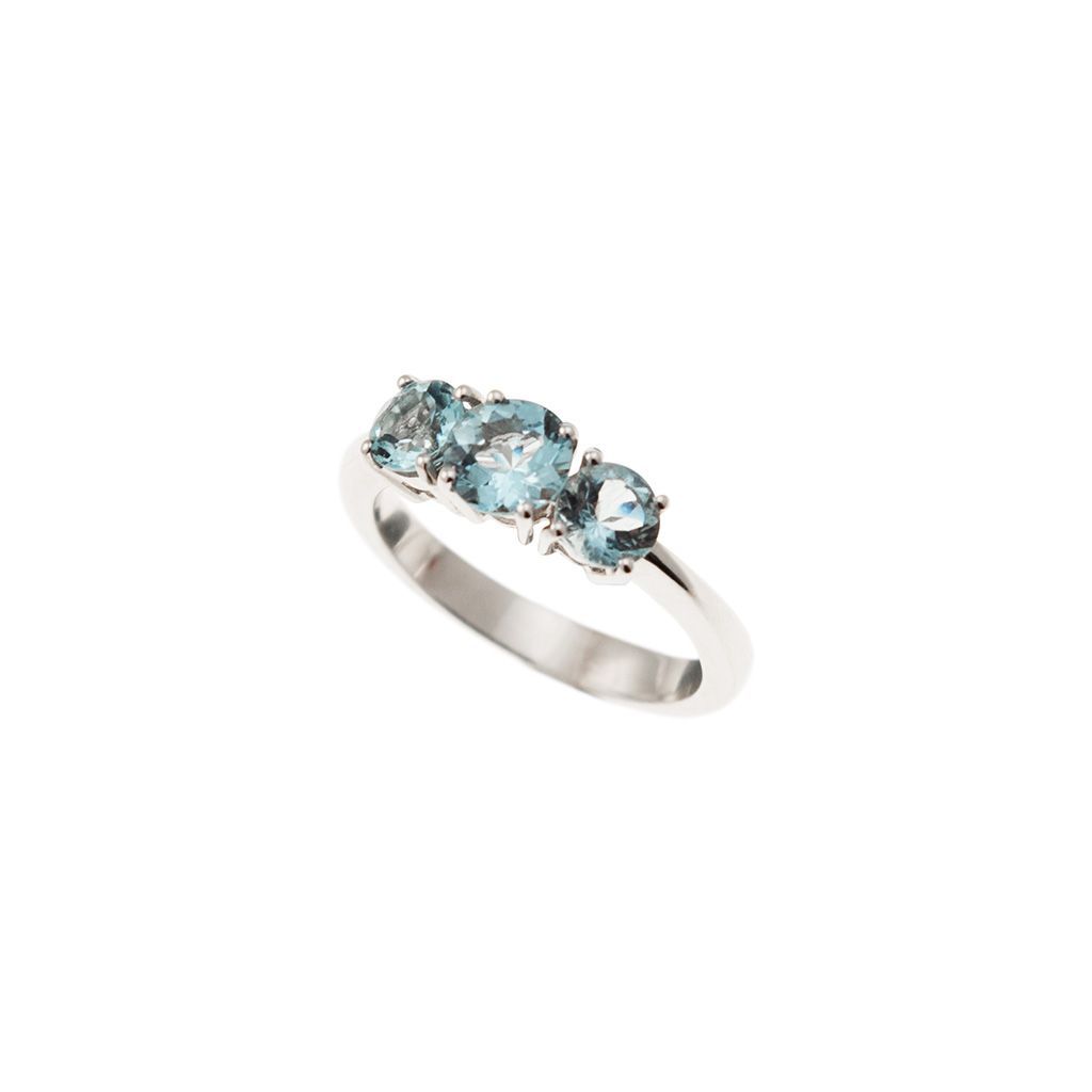 Anello Trilogy Scalare Acquamarina in Oro Bianco