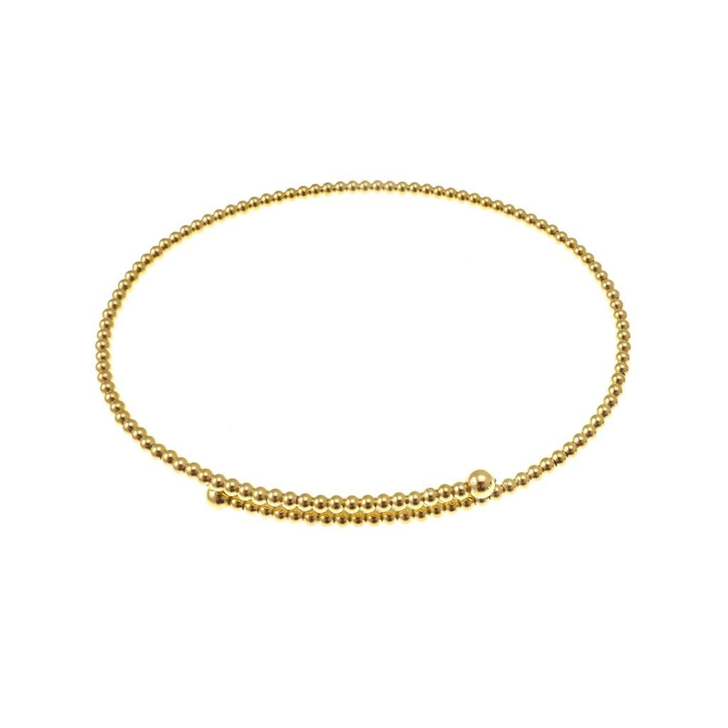 Open Bangle Bracelet with Beads in Yellow Gold
