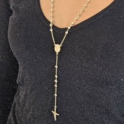 Collana Rosario Oro Giallo sfere 4.80mm foto indossata