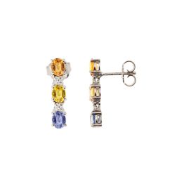 Orecchini Trilogy Zaffiri colorati Mandarino, Giallo, Blu e Diamanti