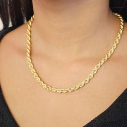 Collana Corda 42cm x 5.30mm oro giallo foto indossata