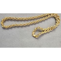Rope necklace 42cm x 5.30mm in 18kt yellow gold.