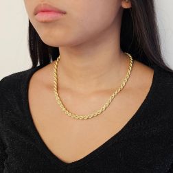 Collana Corda 42cm x 5.30mm oro giallo foto indossata