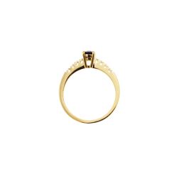 Anello Solitario con Zaffiro Blu Ovale e 8 Diamanti