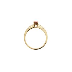 Solitaire Ring with Oval Ruby and 8 Diamonds