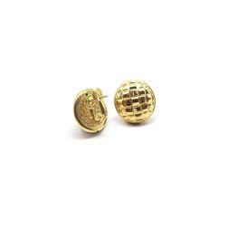 Orecchini super leggeri a Bottone Vintage in Oro Giallo