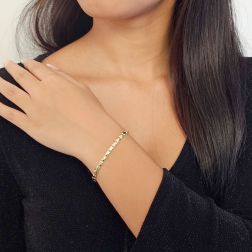 Bracciale con trama sfaccettata a Rombi in Oro Giallo foto indossata