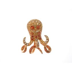 Multicolor Mandarin and Yellow Sapphires Octopus Brooch Pendant