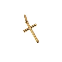 Croce Double-Face Martellata e Lucida in Oro Giallo e Bianco - retro