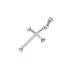 Croce Lucida con zirconi in Oro Bianco