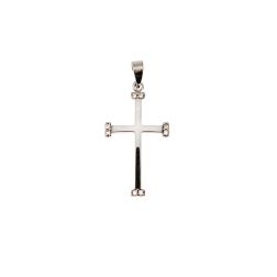 Croce Lucida con zirconi in Oro Bianco