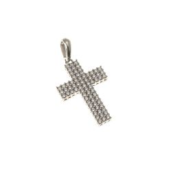 Croce in Oro Bianco con Zirconi effetto Pavé