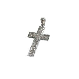 Croce Diamantata con Cristo in Oro Bianco