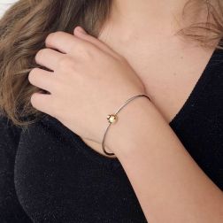 Bracciale Sintesi diametro maggiore 7.00cm Oro Bianco e Giallo foto indossata