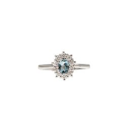 Kate ring with 6x4mm Acquamarine and 10 Diamonds