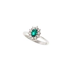 Anello Kate Smeraldo 6x4mm e 10 Diamanti