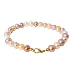 Multicolor Pink Pearl Bracelet in Yellow Gold
