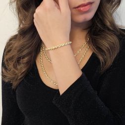 Collana Corda oro giallo 50cm 60cm e Bracciale x 4.80mm foto indossata