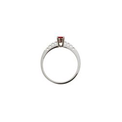 Anello Solitario Rubino Ovale e 8 Diamanti in Oro Bianco- Misura 12