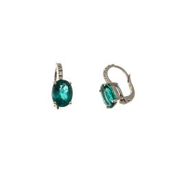 Orecchini monachella Smeraldo 9mm x 6.8mm e Barretta Diamanti