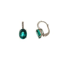 Emerald 9mm x 6.8mm and Diamond Earrings