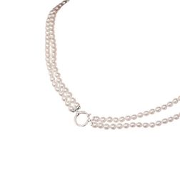 Collana Perle Fresh Water doppio filo ciambellotto in Oro Bianco