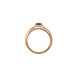 Anello Solitario tondo con Rodolite e 18 Diamanti Oro Rosa